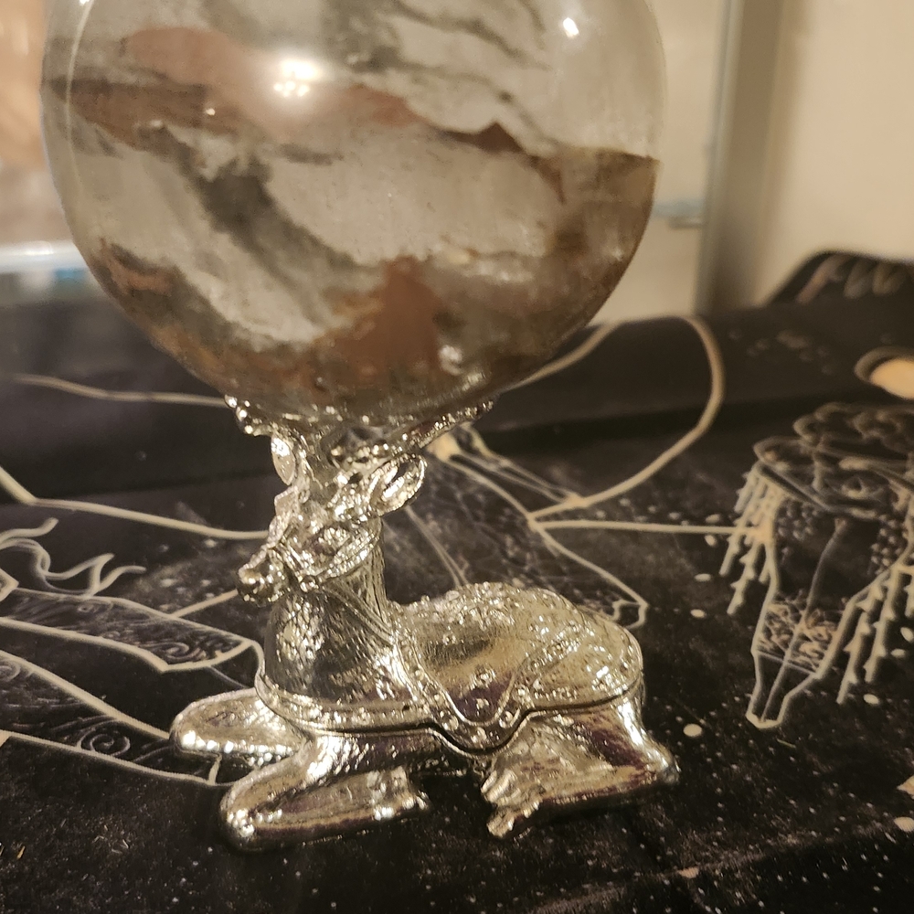 SOLD Silver Deer Incense/sphere Holder